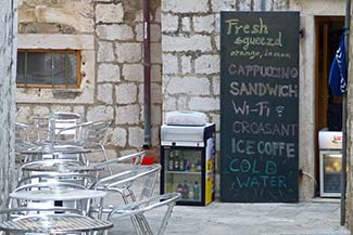 Cafe with blackboard menu in Dubrovnik