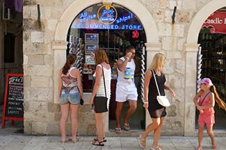 Tourists at shop in Dubrovnik