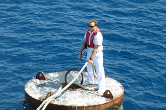 Mooring buoy in Port of Pomena