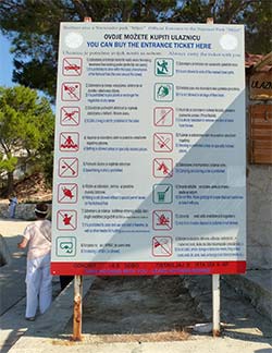 List of rules for Mljet National Park