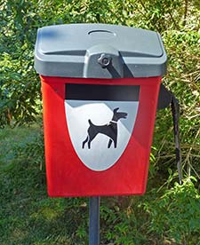 Dog-waste receptacle in Kaldanac, Rab, Croatia