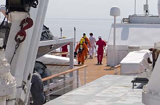 Crew safety drill on L'Austral