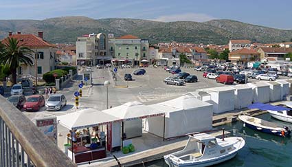 Market and parking in Trogir