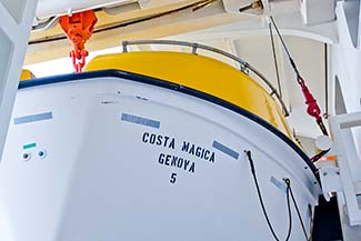 Costa Magica Genova on lifeboat