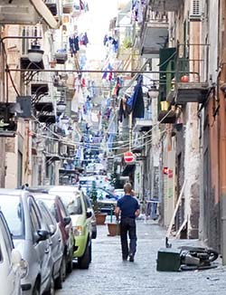 Downtown street in Naples near the Piazza Montesanto