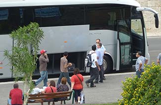 Shuttle bus at Civitavecchia port entrance