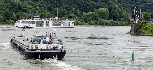 Barge and Viking River Cruises ship