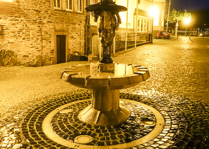 Illuminated fountain in Bernkastel