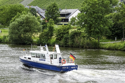 Police boat on Moselle River