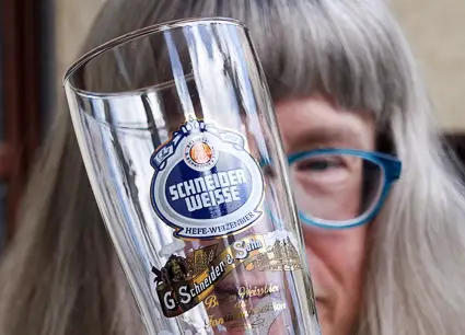 Cheryl Imboden with Weizenbier glass