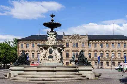 Schloss and fountain, Erlangen
