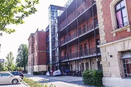 Erlangen vintage apartment building with postwar balconies