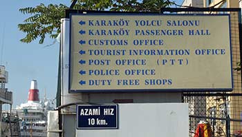 Sign on Karakoy Pier