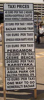 List of Izmir taxi fares