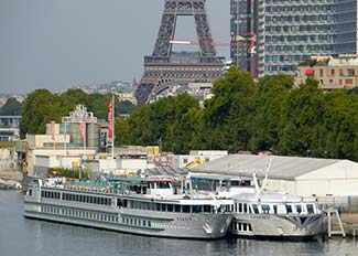 CroisiEurope and Uniworld ships at Port de Javel Bas, Paris