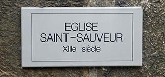 Eglise Saint-Saveur sign in Les Andelys