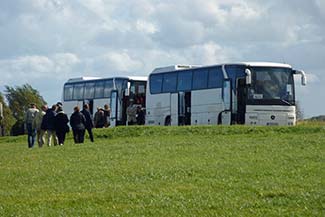 Tour buses near Arromanches and Omaha Beach