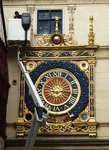 Maintenance of Gros Horloge in Rouen, France