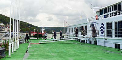 RIVER BARONESS at pier in Caudebec-en-Caux