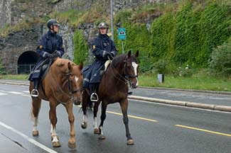 Akershusstranda with Oslo mounted police