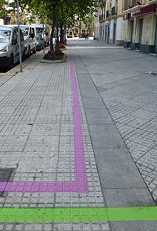 Painted strips on pavement in Cadiz