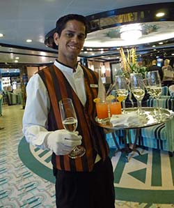 Champagne at Silver Spirit embarkation