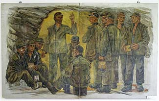 Bergwerk Freiberg painting of miners