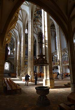 Freiberg Cathedral interior from baptismal font