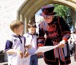 Beefeater with children, Tower of London