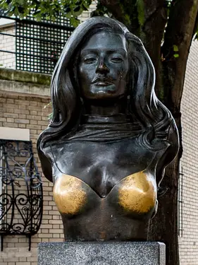 Polished breasts of Dalida sculpture, Montmartre