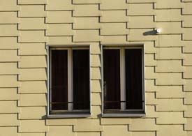 Building and windows in La Chaux-de-Fonds, Switzerland