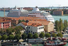 Silversea ship at San Basilio pier in Venice