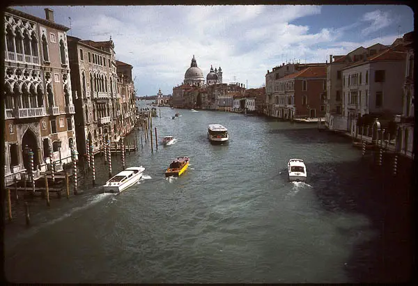 Venice's Grand Canal with boat traffic, 1999