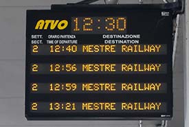 ATVO electronic signboard at Venice Marco Polo Airport