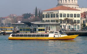 Alilaguna airport boat at the Lido S.M.E. ACTV station, Venice.