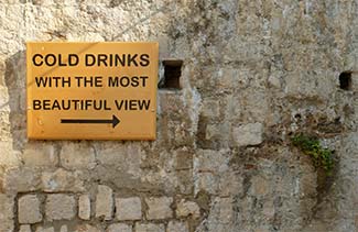 Drinks sign in Dubrovnik