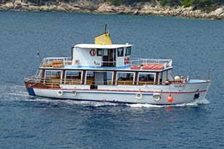 Sightseeing boat in bay of Dubrovnik