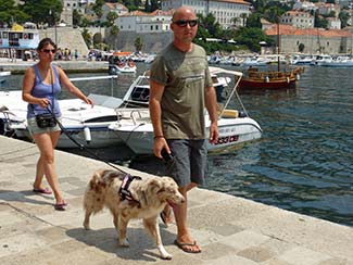 Couple and dog in Dubrovnik