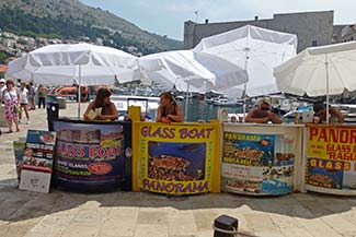 Glass-bottom boat ticket vendors in Dubrovnik
