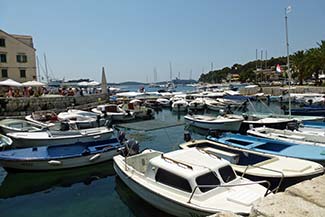 Moored boats in Hvar