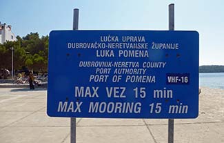 Sign in Pomena Harbor