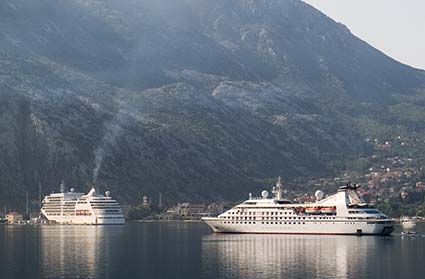 Silver Wind and Seabourn Spirit in Mouth of Kotor