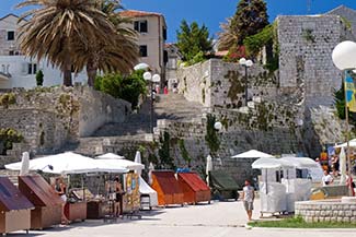 Rab man square with market stalls