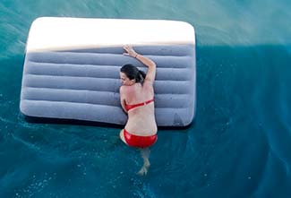 Inflatable mattress in Rab harbor
