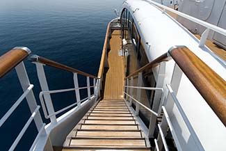 Forward ladder on L'Austral's Deck 7