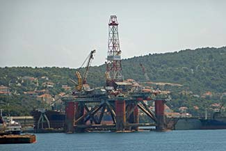 Shipyard and drilling rig in Trogir, Croatia