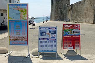 Excursion-boat signs in Trogir