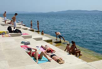 Bathers on Zadar waterfront