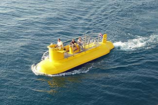 Yellow submarine boat in Zadar