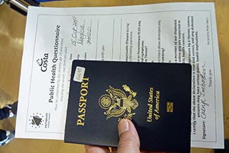 Boarding documents at Costa Magica